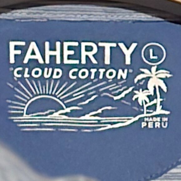 Faherty Cloud Cotton Polo - Blue Blue Striped - Sz L* - Picture 2 of 3